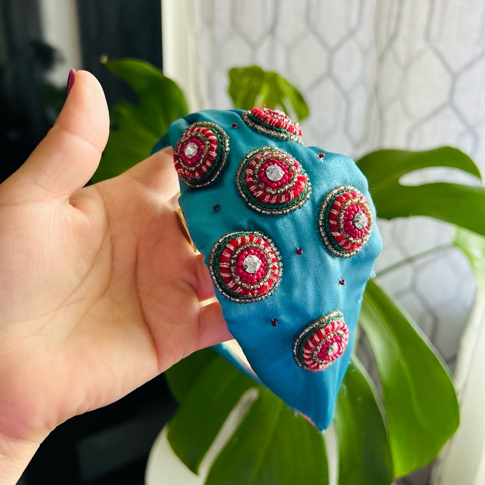 Embellished Blue and Pink Headband